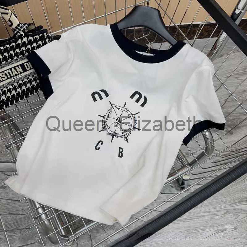 T-shirt da donna Miu Designer T Shirt Uomo Donna Casual Manica corta Top Puro cotone Pullover Tee Abbigliamento donna Felpa allentata J230615