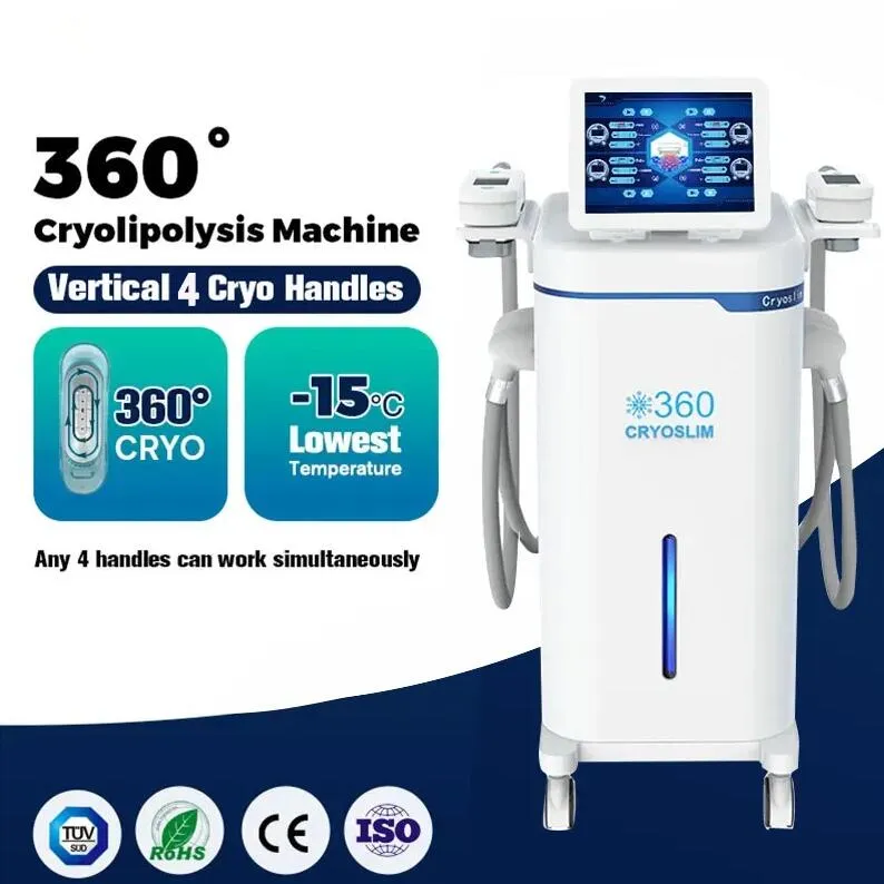 Nueva máquina de pérdida de peso Cryo Slimming Fat Freezing Cryolipolysis 360 con 4 manijas máquina de forma de cavitación al vacío para reducir la grasa perder equipo de peso