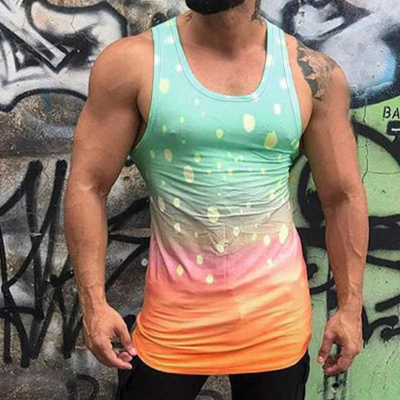 Herren-Tanktops, Sommer, Herrenmode, ärmellos, bedruckt, hawaiianischer Stil, O-Ausschnitt, Bodybuilding, Sport-Top, Fitness, Workout, Harajuku, Weste, Oberteile # g3