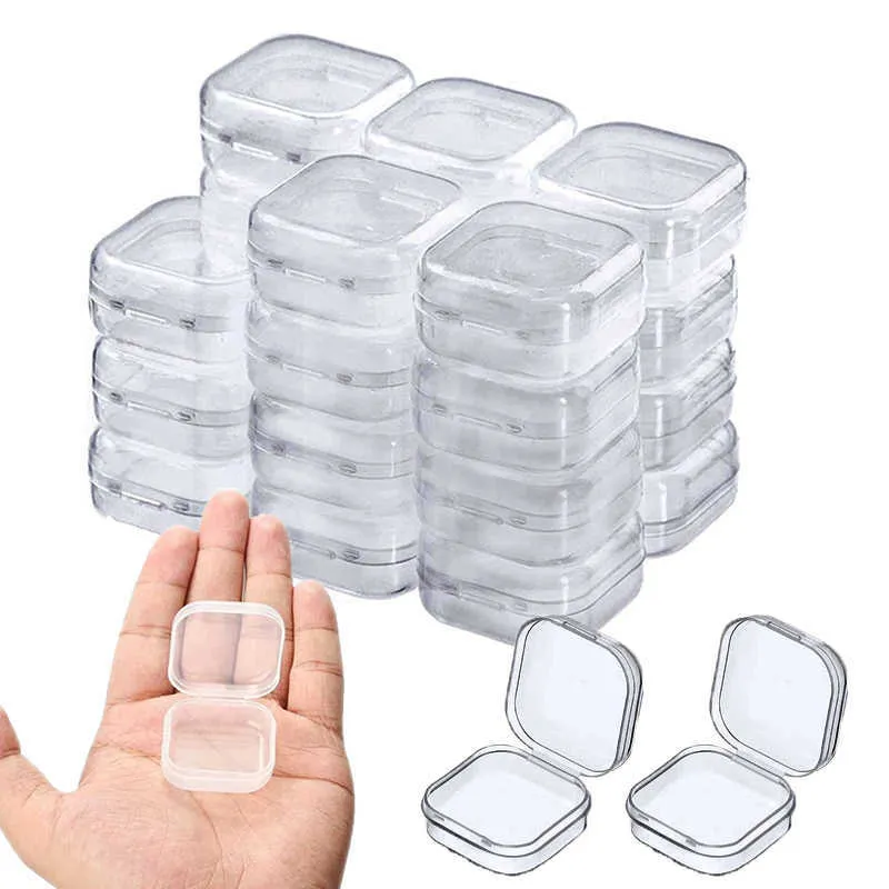 Ny 6st mini transparent plastlåda förvaringslåda smycken förvaring container bärbar örhänge ring öronproppar förpackningsförvaringslåda