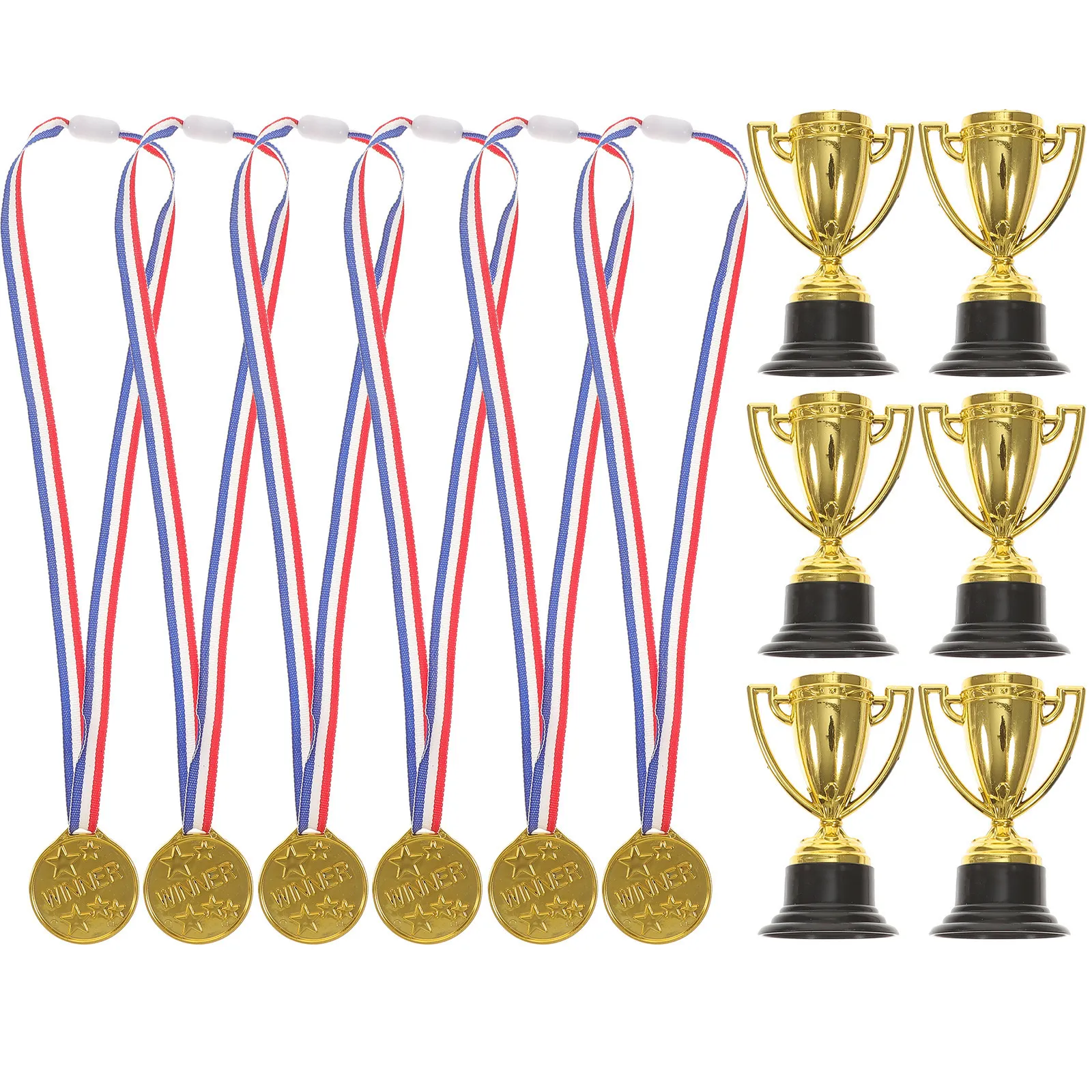 Decoratieve Objecten Beeldjes 12 Stuks Kinderen Award Cup Medailles Kids Plastic Award Trophy Kids Voetbal Speelgoed Mini Voetbal Spel Medaille 230614