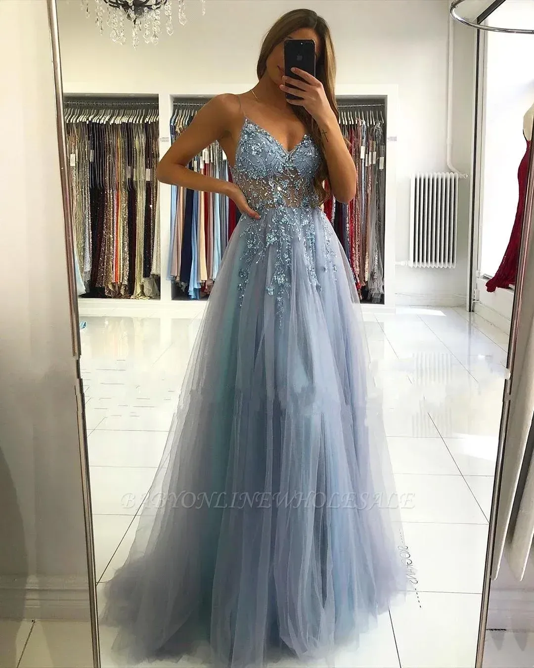 Wedding Formal Grey Dress Faviana Open Back Strappy Evening Dresses Prom  Dresses Split Side Backless Evening