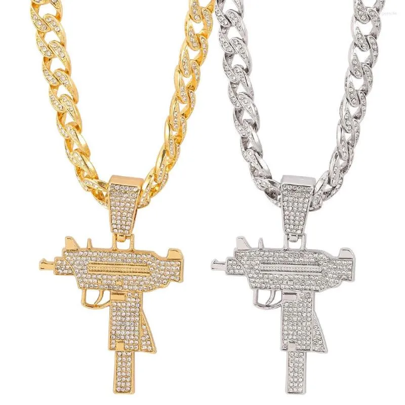 Hänge halsband män kvinnor för hiphop halsband pistol kubansk kedja mode kreativ legering elektropläterad charm smycken gåva