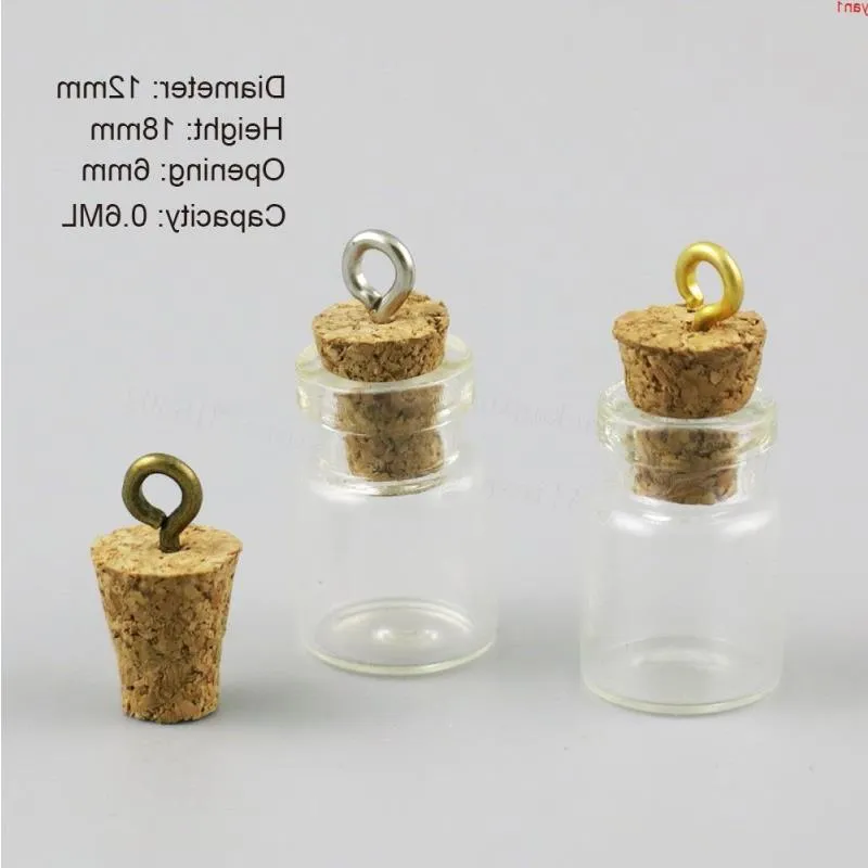 500 x 06 ml Vide Petite Mini Bouteille En Verre Transparent Avec Bois Liège Eye Crochet Échantillon Flacon pour pendentif De Mariage Gifthigh qty Khruw