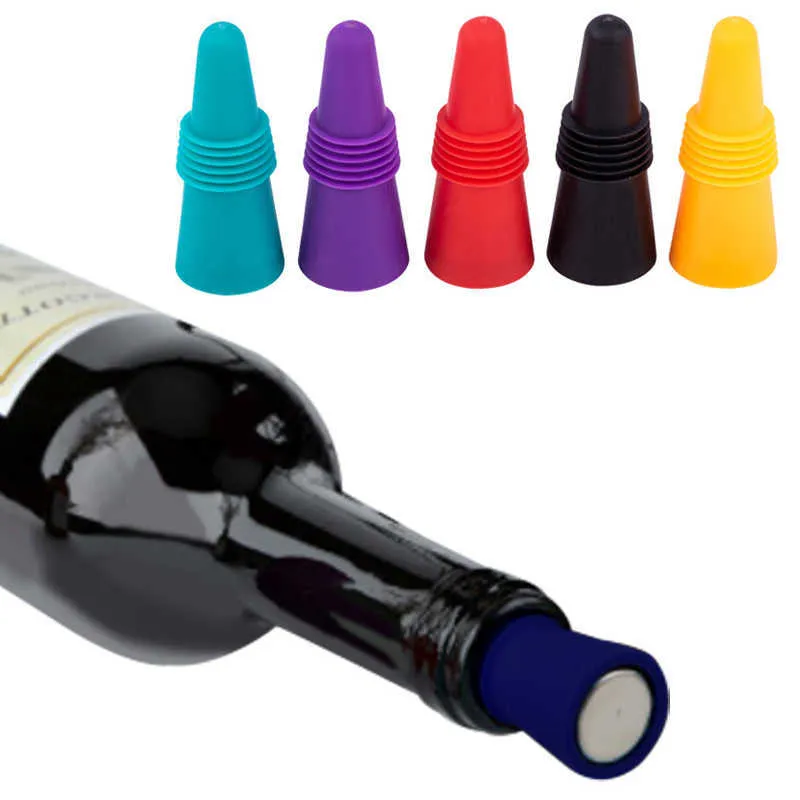 New Leak Free Fresh Keeping Plug Silicone Red Wine Stoppers Food Grade Beer Beverage Bottle Caps Sealers for Kitchen Gadget Bar Tool