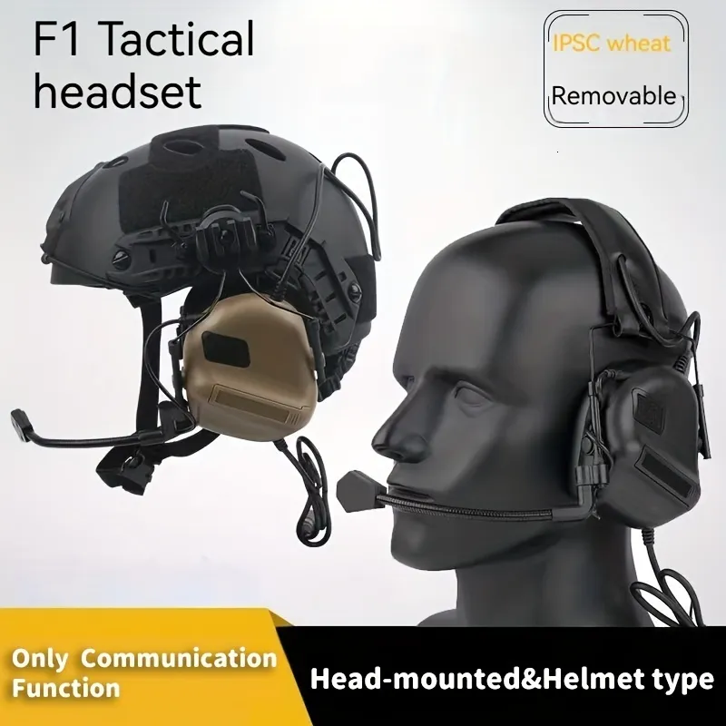 Taktisk hörlur Taktisk hjälmhuvud med snabb hjälmskenadapter Airsoft Kommunikation hörlurar utomhusjakt skytte headset 230614