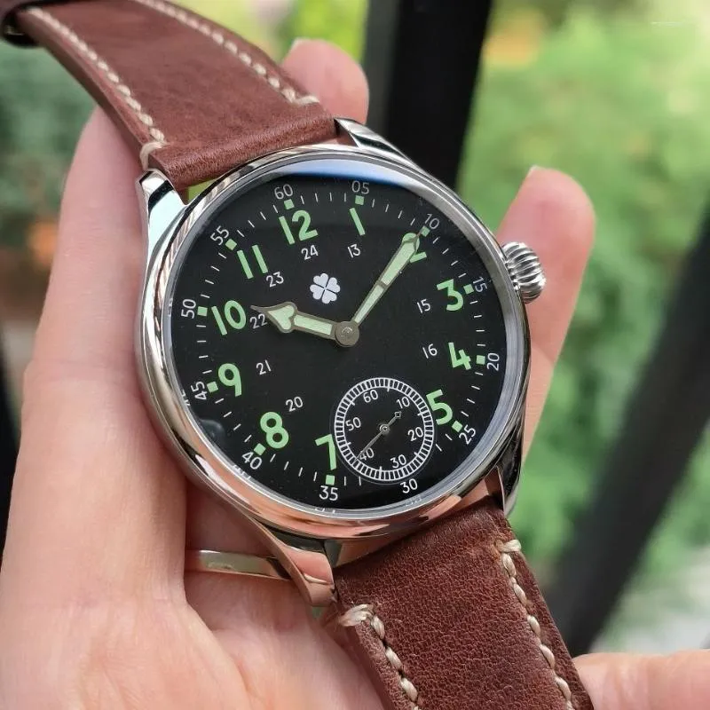 Kol saatleri 41mm paslanmaz çelik AR safir kristal siyah kadran yeşil sayı aydınlık el mekanik saat Seagull ST3621 hareket