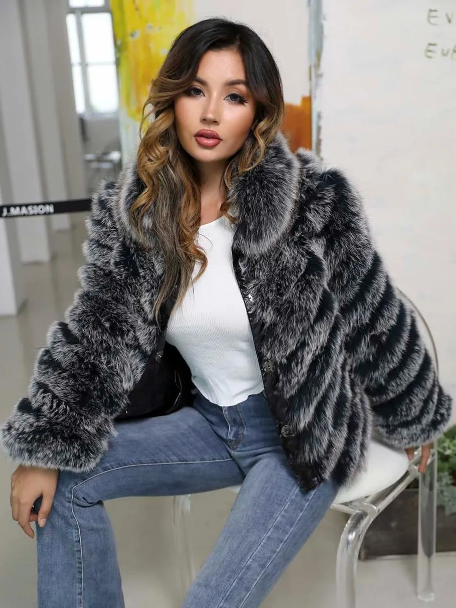 Damenmischungen MISSJANEFUR Pelzmantel Reversible Fashion Echte Zwei-Wege-Luxus Weiche Großhandel Warme Winterjacken 230615