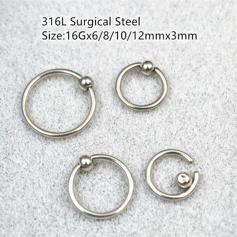 Labret läpppiercing smycken 100 st 316l stålmätare näsring nippleeyebrow bcr kropp örhänge tragus spiral ring 16GX681012mm 230614