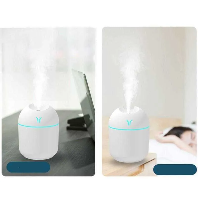 Humidificateurs 250ml Mini humidificateur d'air ultrasonique lumière romantique USB diffuseur essentiel purificateur de voiture brume aromatique avec lampe à LED