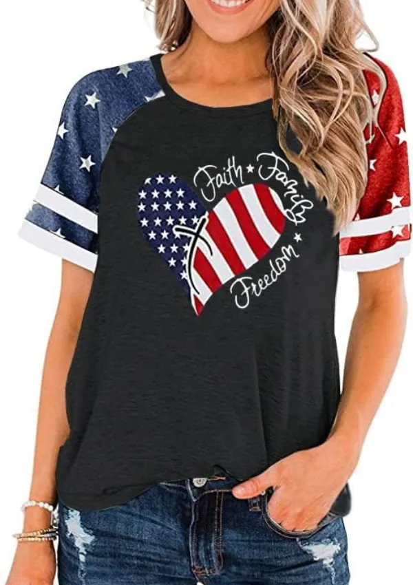 All American Mama Flag Skull T-Shirt - Patriotic Women's Tee For 4th Of July (Light Grey, X-Large)
