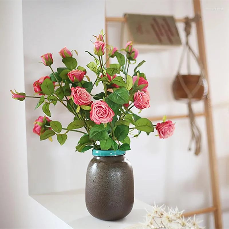 Decorative Flowers Home Decor Nordic Artificial Rose Simulation Christmas Wedding Decoration Room Indoor Tabletop Ornaments Creative Gift