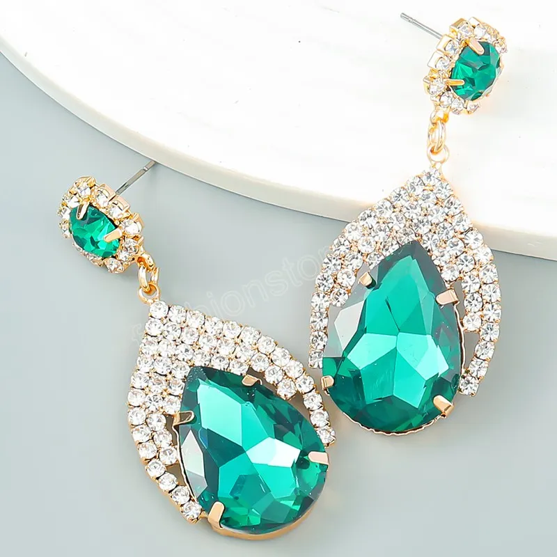 Trend metalowy szklany dhineston geometryczne nurki kolczyki domowe proste biżuteria kolczyki damskie