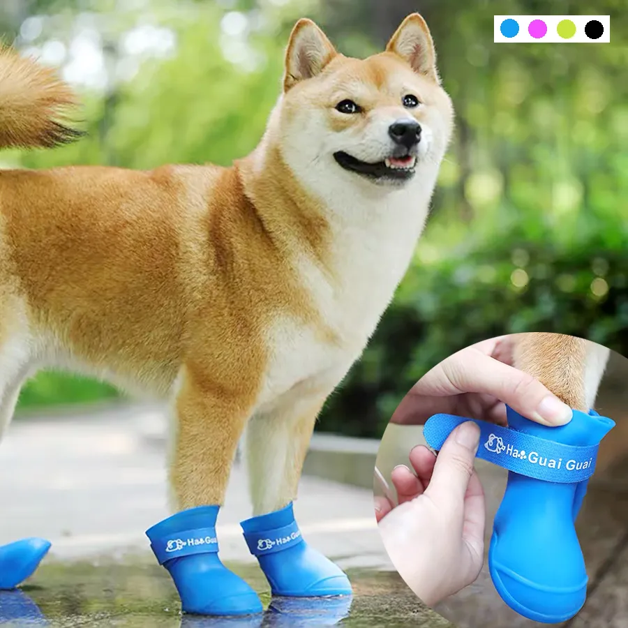 Chaussures de protection pour animaux de compagnie Chaussures de pluie pour chien de compagnie Chaussures de chien en silicone imperméable Bottes antidérapantes pour petits chiens de taille moyenne Chats Les jours de pluie apparaissent Fournitures pour animaux de compagnie 230614