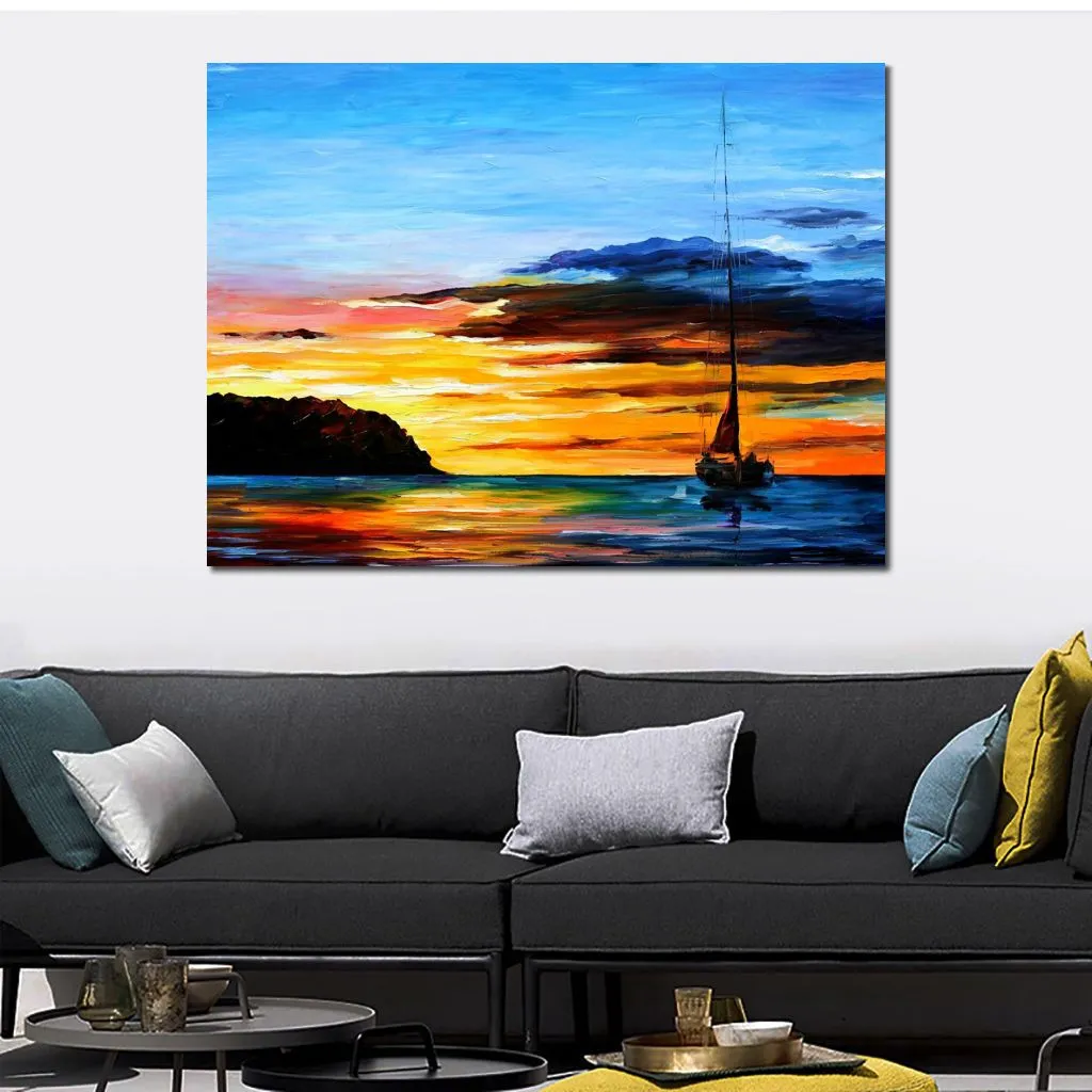 Modern Canvas Painting Landscape Art Lullaby Hand Painted Romantic Artwork Wall Decor