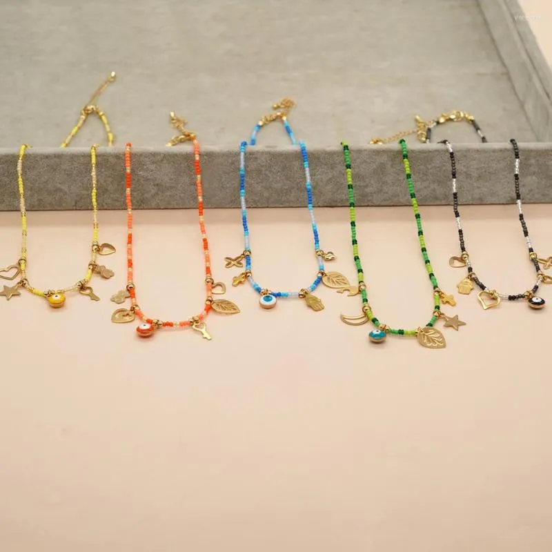 Choker Go2Boho Boho Summer Fashion Jewely Mix Seed Bead Guldpläterad Charm Pendant Necklace For Women Minimalistiska smycken