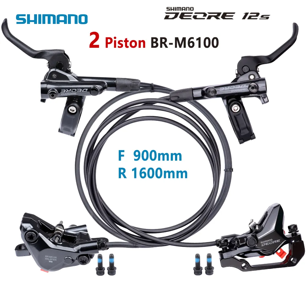 Bike Brakes Shimano DEORE BR M6100 Hydraulic Disc Brake 2 Piston Tubing Length 900mm 1600mm With Resin Pad For MTB Cycling Aparts 230614