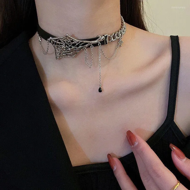 Chaînes araignée Web collier Vintage métal glands clavicule colliers pour mode filles Punk gothique tour de cou rue fête bijoux