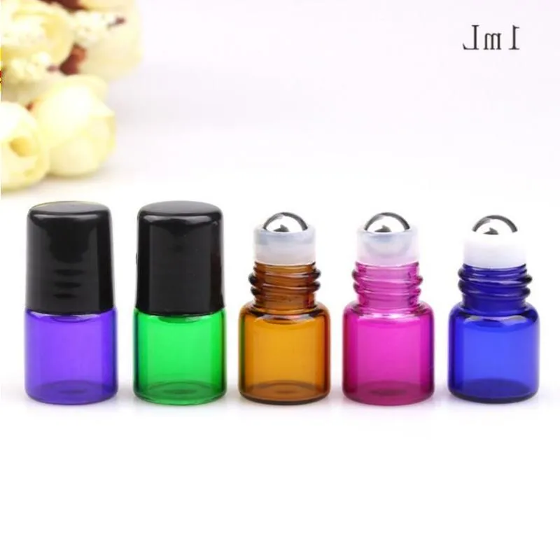 1ml 2ml Mini roll on flessen lege etherische olie roller hervulbare parfum deodorant container met zwart deksel LX3251 Oignd