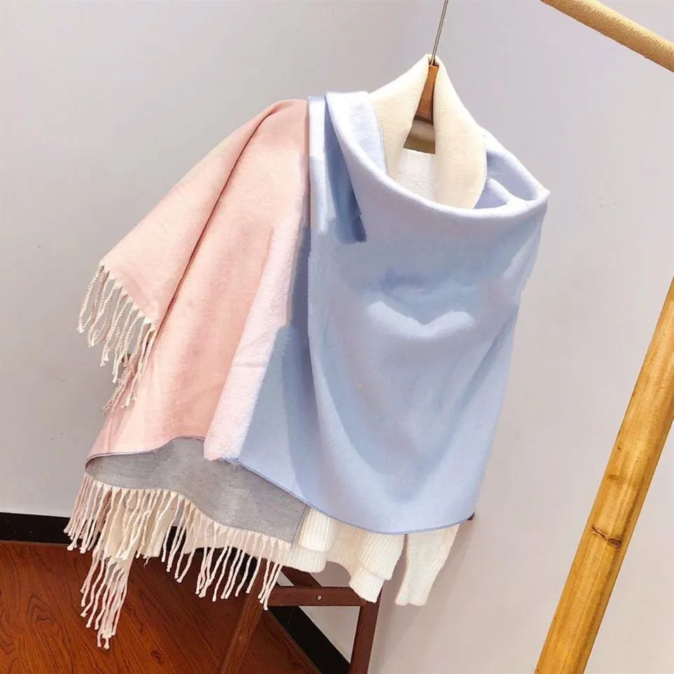 Gradient Cashmere Scarf For Women Autumn And Winter Shawl Dual-use Thick warm Trendy Letter Jacquard Long Scarves Double Side Colo231O