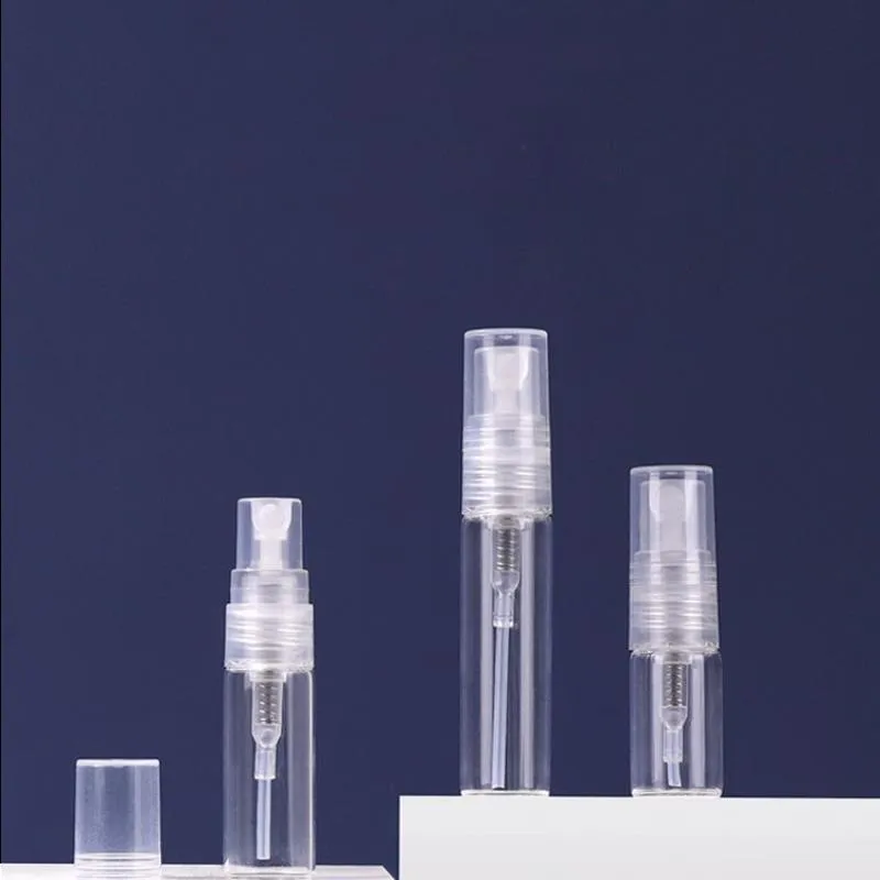 2ml 3ml 5ml Mini Frasco de Spray Transparente Vazio Transparente Recarregável Perfume de Viagem Atomizador Portátil Frascos de Vidro Pdlwh