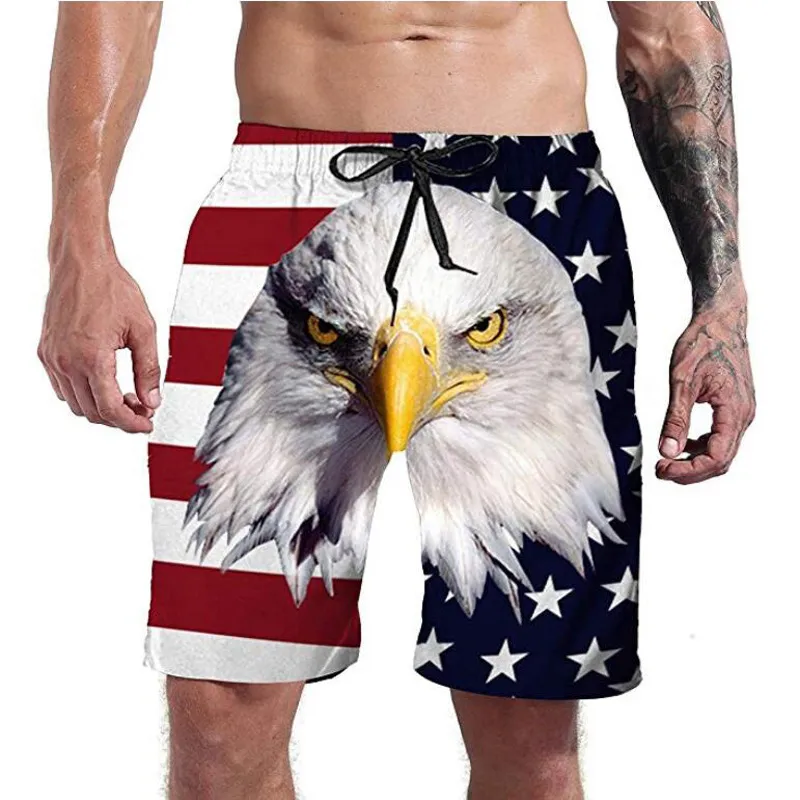 Shorts pour hommes shorts de bain pour hommes Shorts pour hommes aigle Jour de l'Indépendance Short imprimé Short à cordon Séchage rapide Homme Pantalon de survêtement USA sport tendance respirant court