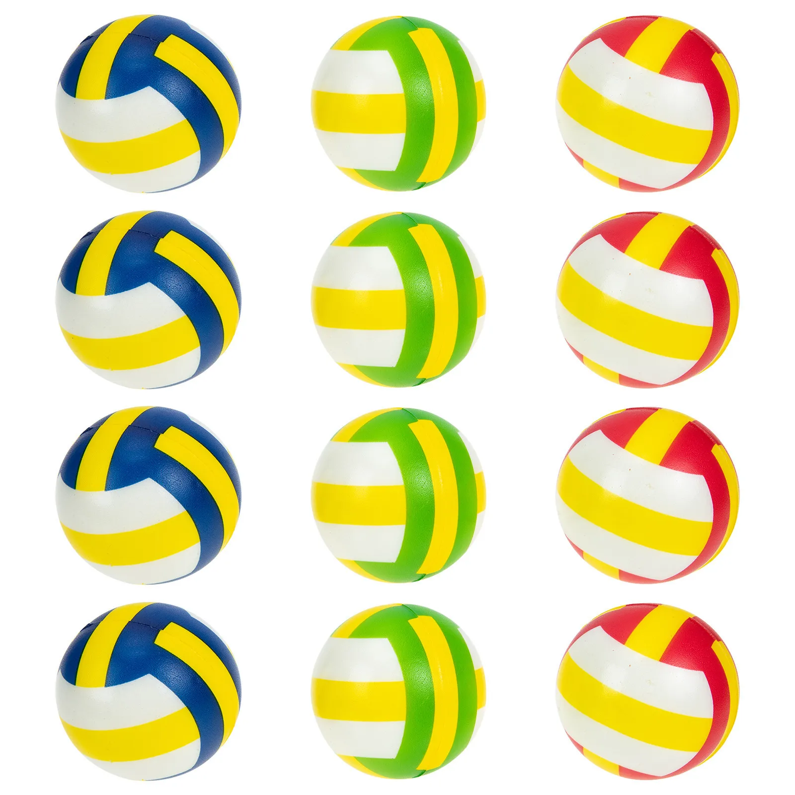 Bolas 12Pcs Mini Stress Squeeze Toys Crianças Engraçado Descompressão Esportes Voleibol Futebol Pequeno Escritório Interessante Favor 230615