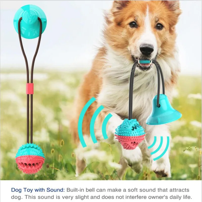 Multifunctionele Hond Molaire Bite Hond Speelgoed Rubber Chew Ball Schoonmaken Tanden Veilig Elasticiteit TPR Zachte Puppy Zuignap Bijten speelgoed