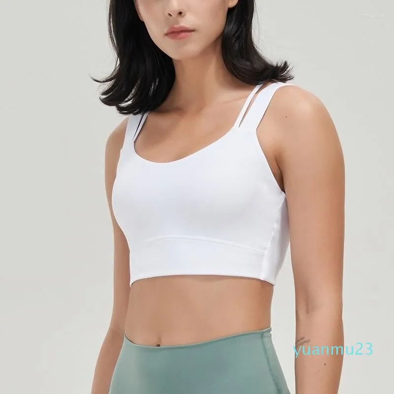 Backless Yoga Sports Bra For Women Solid Color Gym Longline Sports