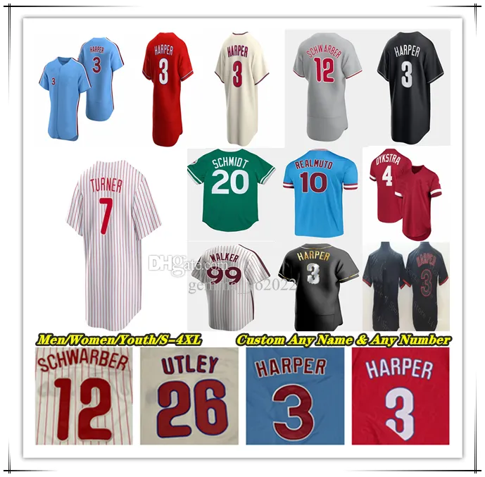 Honkbalshirt Trea Turner Bryce 3 Harper Nick Castellanos Bryson Stott Kyle Schwarber J.T. Realmuto Alec Bohm Kody Clemens Aaron Nola PHILLIES Taijuan Walker Strahm