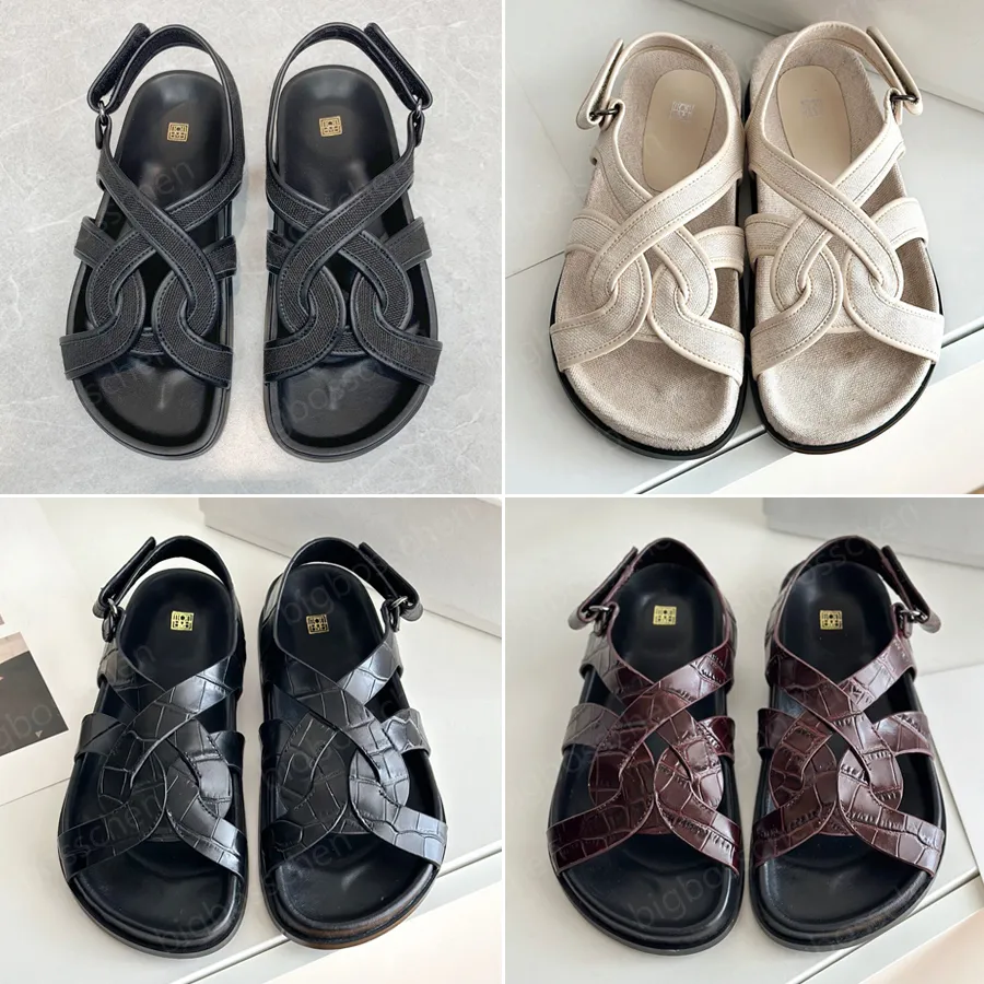 Högkvalitativ totem Sandaler Roman Flat Shoes Women's Casual Designer Outdoor Luxury Slippers Kvinnor Flat Bottom Bekväm strandsandaler
