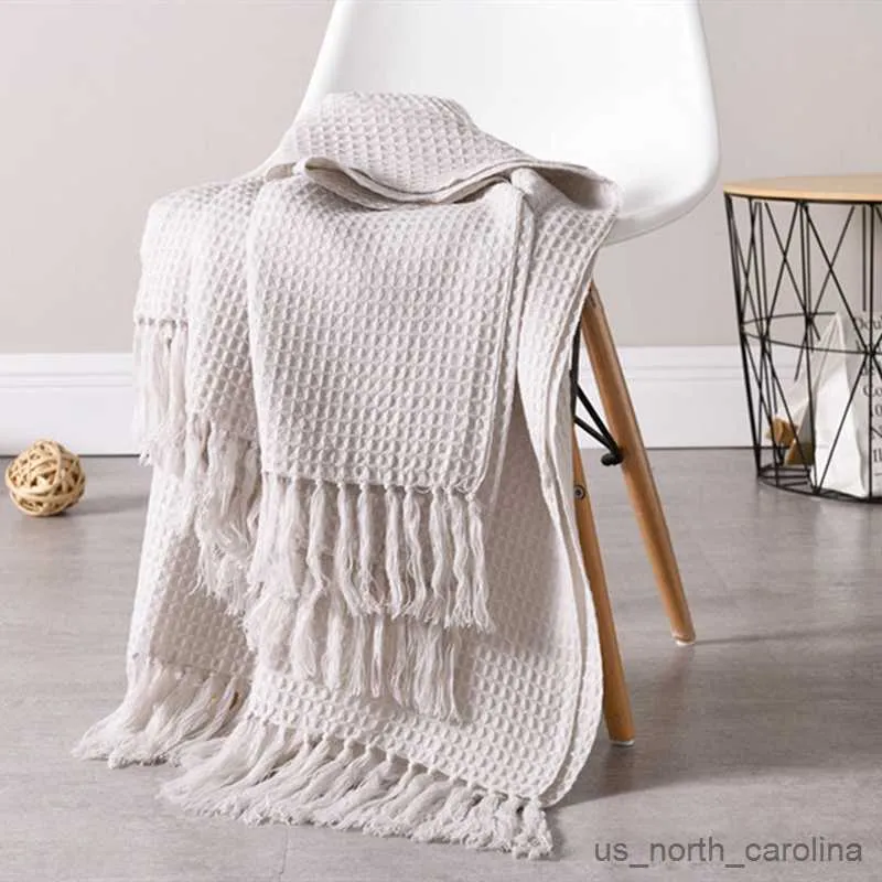 Blanket INyahome Farmhouse All Season Waffle Thermal Blanket Home Decoration Soft Lightweight Blanket Breathable and Moisture Absorption R230615
