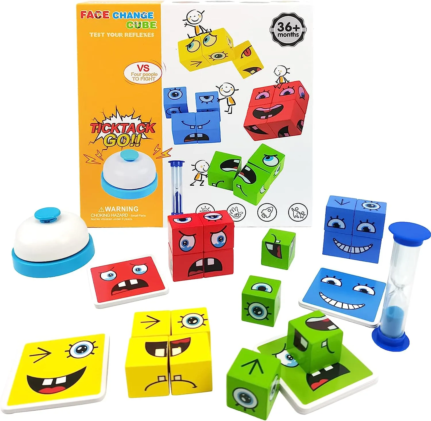 Wooden Emoji Face Changing Cube Puzzle Game Expressions Matching Block Puzzles 2856477884797