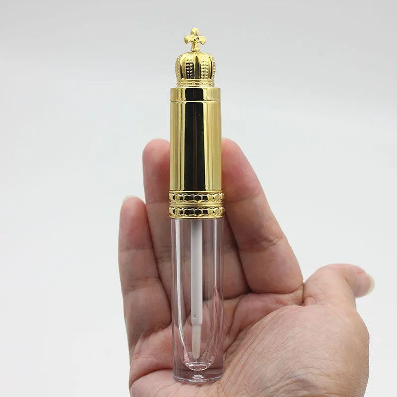 Tubos de brillo de labios Gold Crown - Envases vacíos de bricolaje de 8 ml para cosméticos con varita aplicadora y tapón de rosca Gsqnr