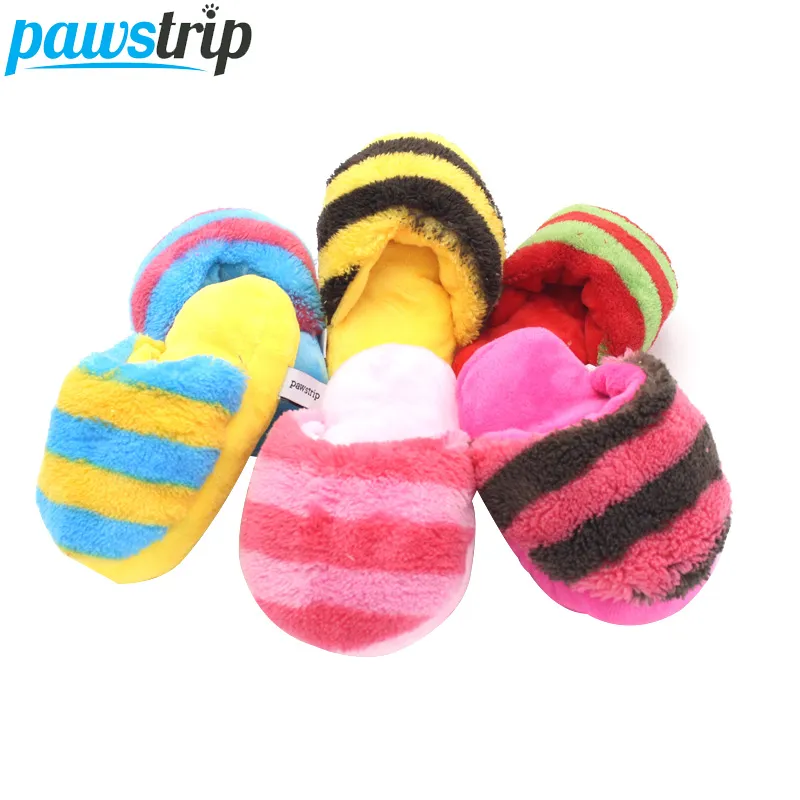 Pawstrip, 1 pieza, juguete para perros, zapatilla suave de felpa, juguetes para cachorros, juguete con sonido para perros, Chihuahua, Pug, juguete para masticar, chirriador, 16*9cm