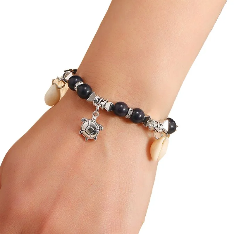 Fait à la main femmes coquille perles tortue de mer perlée bohème océan Style coloré élastique Bracelet été bijoux cadeau