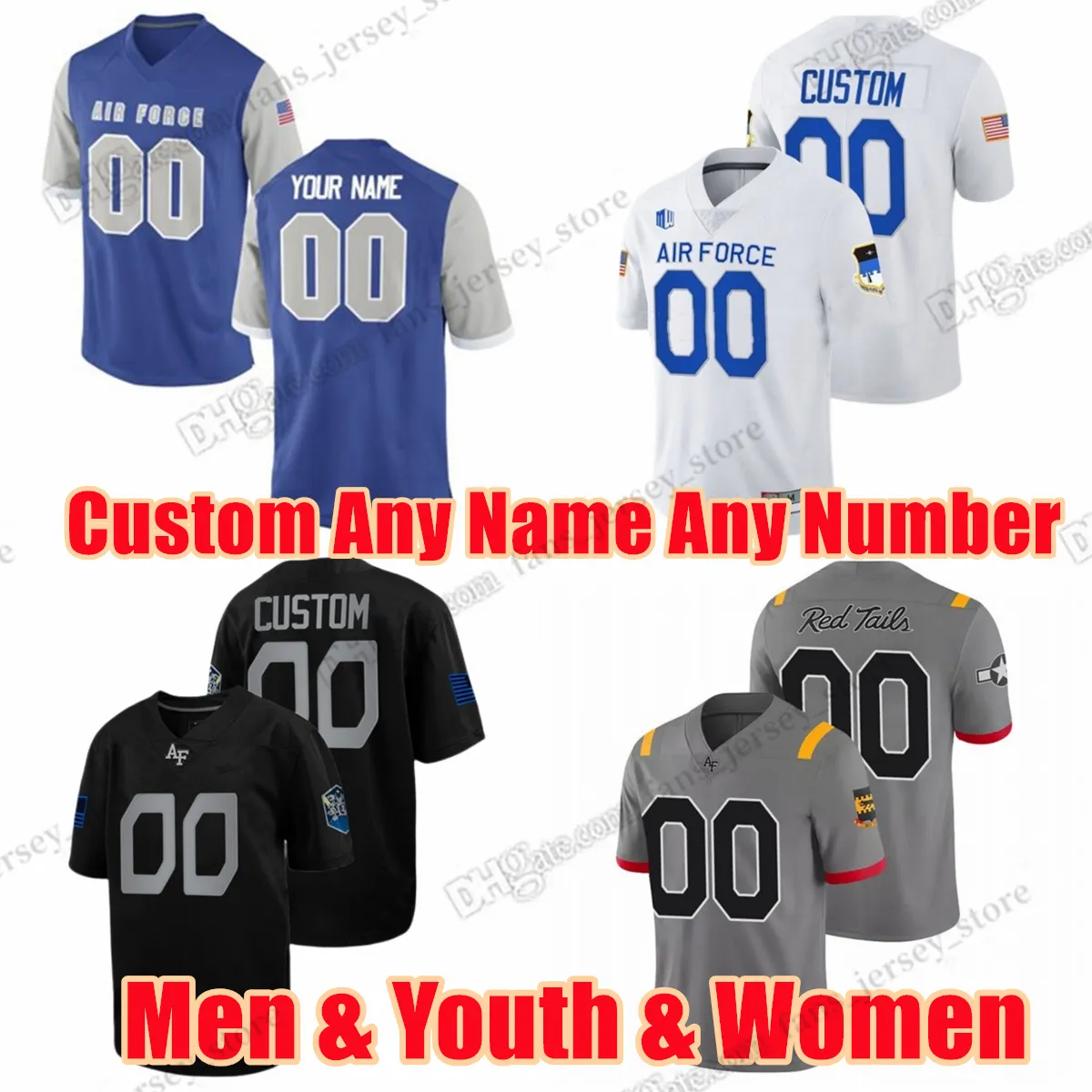 Niestandardowe S-6xl Airforce Falcons College Football Jerseys Owen Konopachi John Olson Anthony Rodriguez Carson Bay Luke Freer Ben Darlington Dowolne nazwisko Numer Blank Jersey