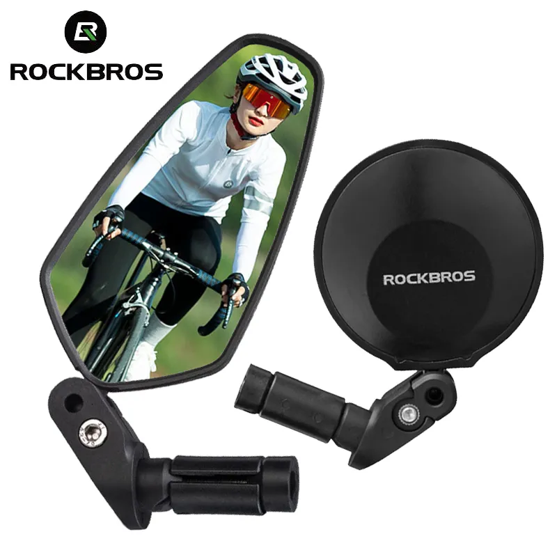 مجموعات الدراجات Rockbros Mountain Road Mirror HD قابلة للطي دراجة الخلفية المرآة 360 ° مقود قابل للتعديل المظهر الزجاجي ملحقات MTB 230614