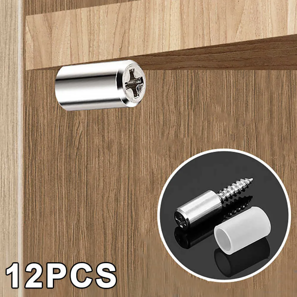 New 12/1Pcs Cross Self-tapping Screw With Nonslip Rubber Cabinet Board Laminate Support DIY Wardrobe Cabinet Glass Partition Nails