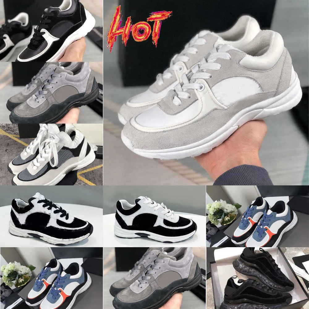 Chaussures de créateurs baskets de luxe en cuir de veau Chaussures décontractées Baskets en cuir suédé réfléchissantes Channel Hommes et femmes Outdoor Gym Running Basketball Shoe