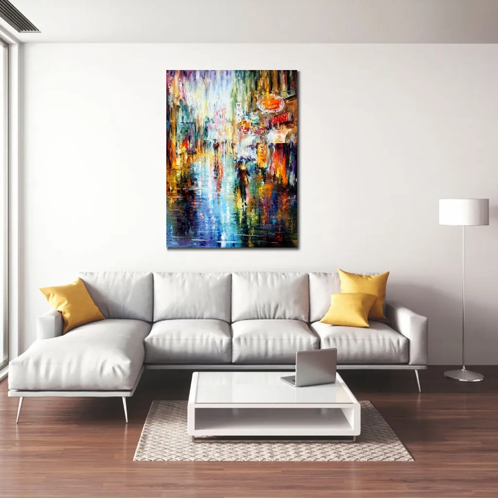 Art mural contemporain sur toile Long Rain Handcrafted Landscape Painting New House Decor