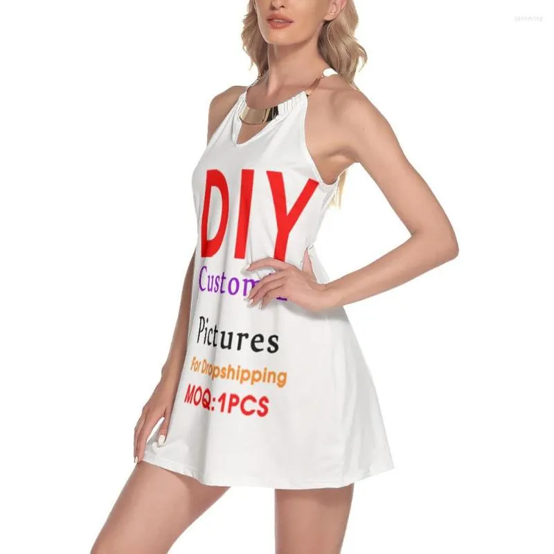 Casual Dresses NoisyDesigns Custom Women Sleeveless Halterneck Sexig Suspender Dress Lady Summer 4XL Party Beach Club Kjol 2023 Drop
