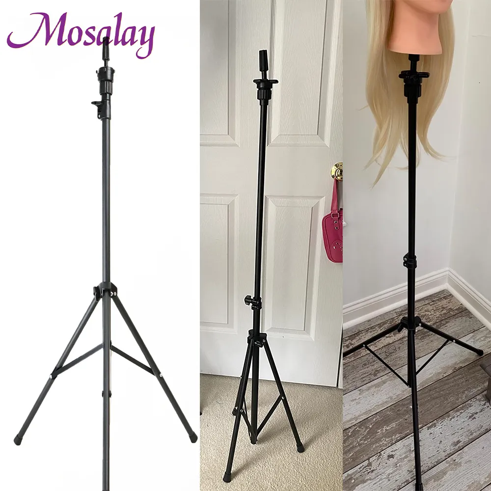 Wig Stand Big Adjustable Tripod Stand Holder Mannequin Head Tripod Hairdressing Training Head Holder Hair Trainning Tool Hair Wig Stand 230614