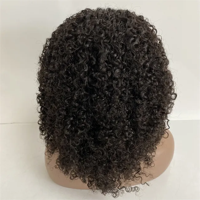 Peruca de cabelo humano virgem brasileiro de 12 polegadas cor natural ondulado 150% densidade peruca de renda completa para mulher negra