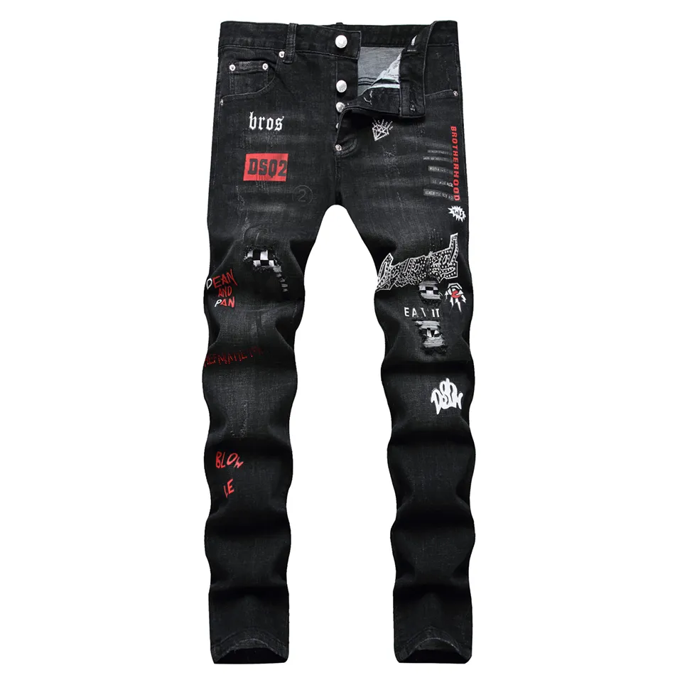 DSQ2 MĘŻCZYZN FOUD Guy Dżinsy Blue Classic Man Hip Hop Rock Moto Męs Mens Casual Design Ripped Chude Denim Biker DSQ DSQ DINS 1033 BIG SIZE 40