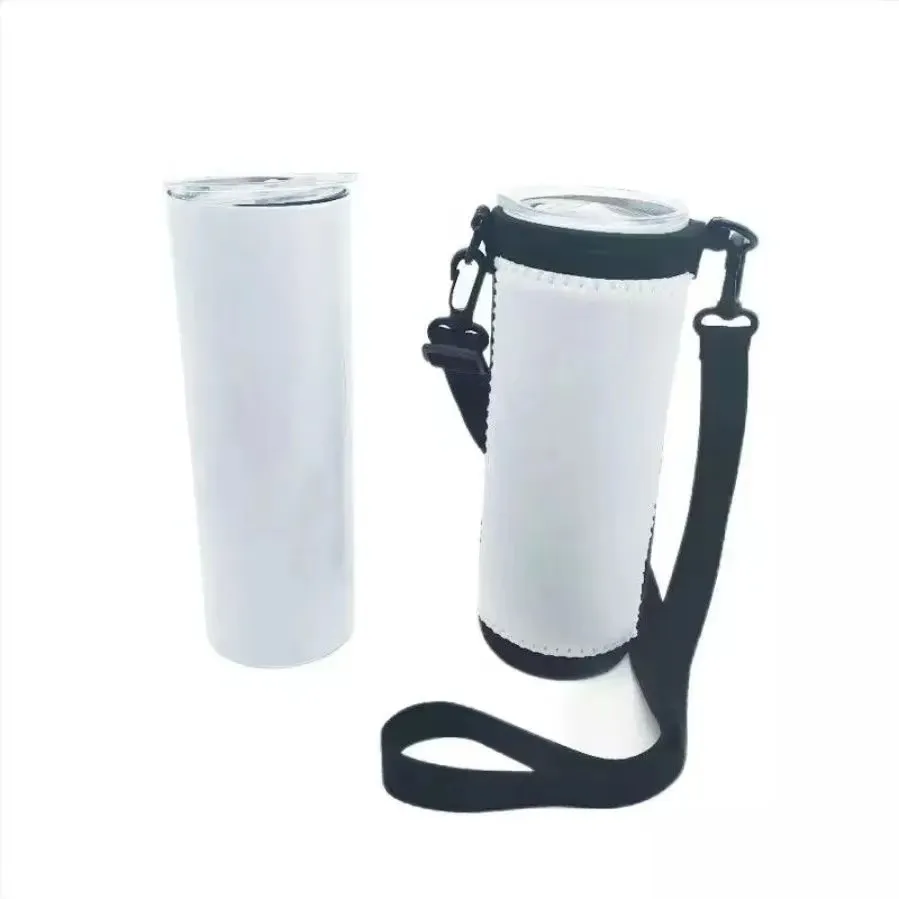 Sublimazione Vuoto Manico Bicchiere Bicchiere da 20 once Tote Panno per immersione Manicotti per bottiglie in neoprene con cinturino regolabile Coperchi per maniche per portabicchieri per acqua 97QH