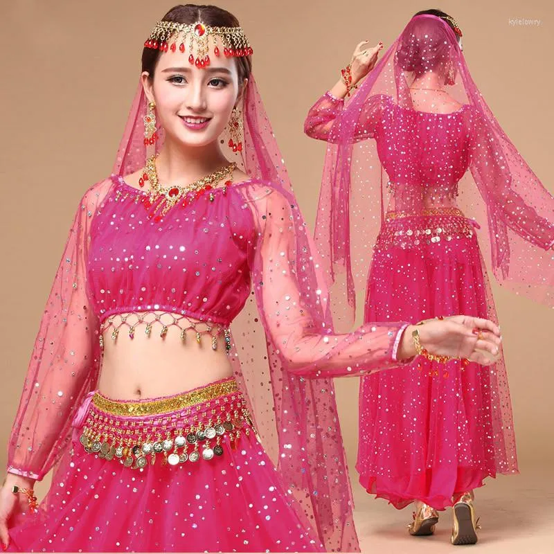 Vêtements de scène arrivée Bollywood Costumes de danse Inde ventre 6 couleurs pour les femmes Performance pratique danse