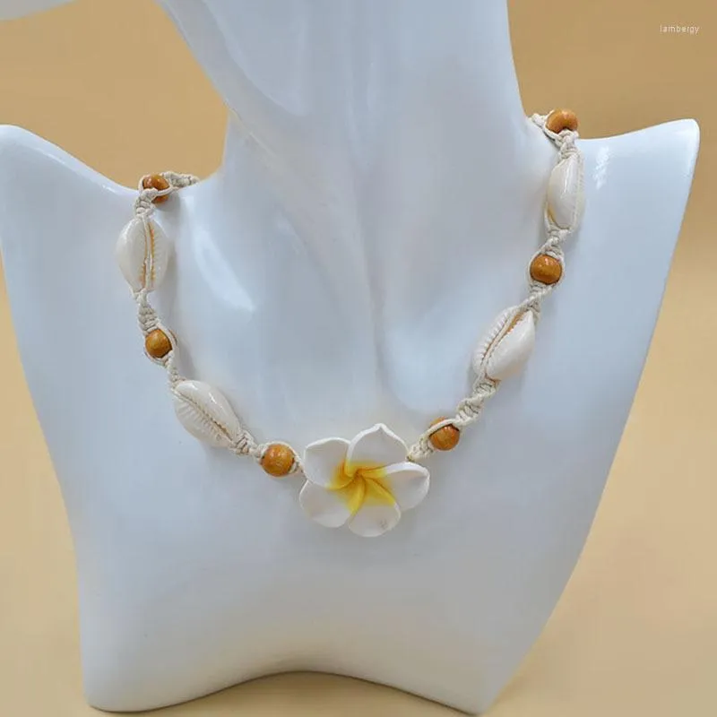 Choker HAWAIIAN PLUMERIA FLOWER NECKLACE Bohemian Shell Summer Jewelry Beach Wedding Neck Accessoires