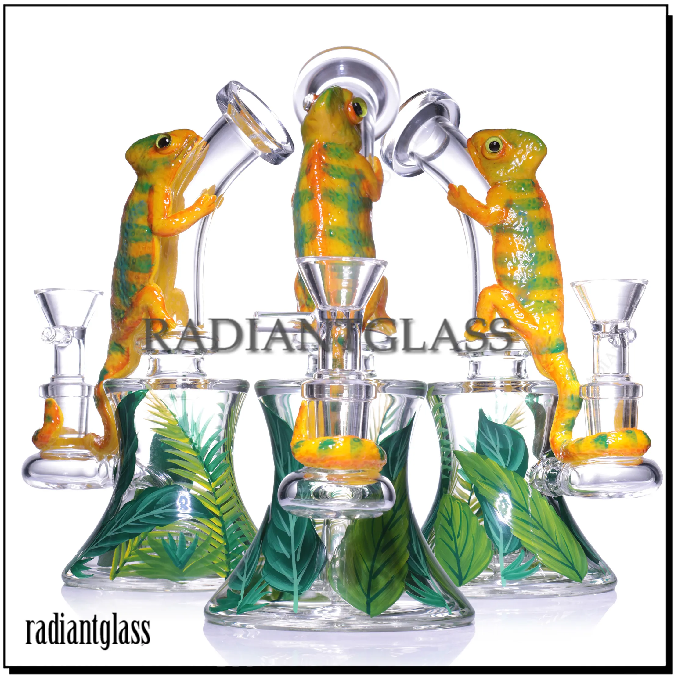 1 PC 3D Hookah lagarto Hallowen Estilo bongos de vidro estilo Tropical transparente Dab rig Engraçado Hookah com Tigela Acessórios para Fumar