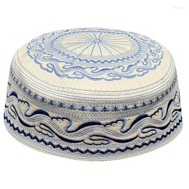 Roupas étnicas Índia Azul Oração Caps Para Homens Kippot Bordado Moda Muçulmana Africano Chapéus Islâmicos Redondo Topi Kufi Judaico Kipá